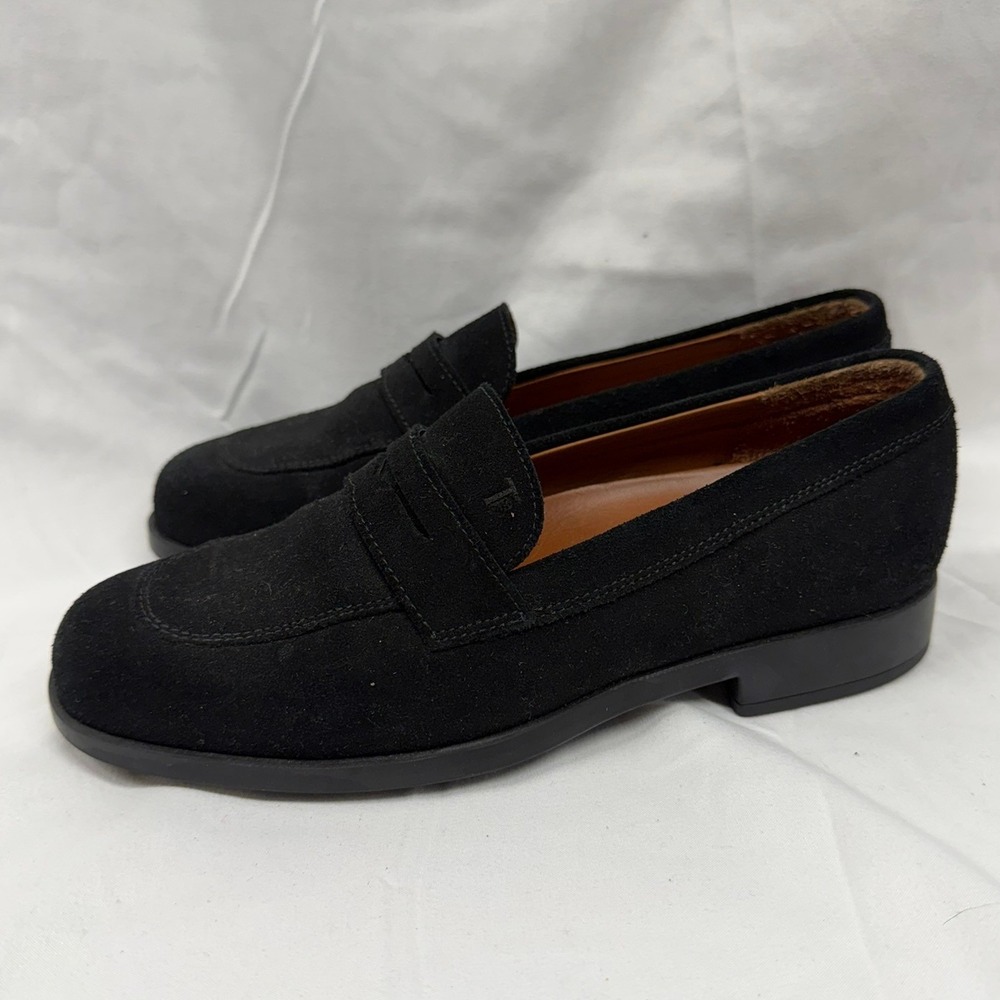 Tod's Women's $825‎ Black Suede Leather Italian Driving Penny Loafers EU35/US5